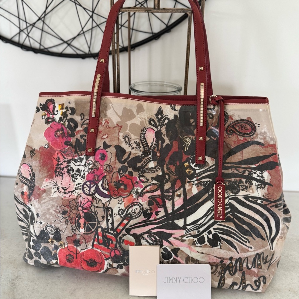 Jimmy Choo Red Studded Tote